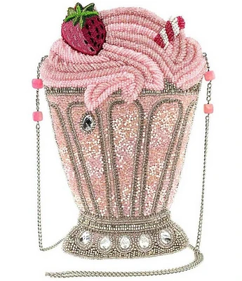 Mary Frances Shake It Up Strawberry Milkshake Beaded Crossbody Bag