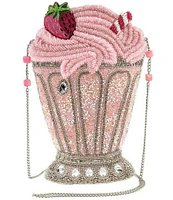 Mary Frances Shake It Up Strawberry Milkshake Beaded Crossbody Bag