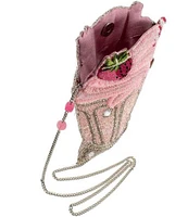 Mary Frances Shake It Up Strawberry Milkshake Beaded Crossbody Bag
