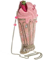Mary Frances Shake It Up Strawberry Milkshake Beaded Crossbody Bag