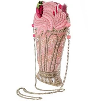 Mary Frances Shake It Up Strawberry Milkshake Beaded Crossbody Bag