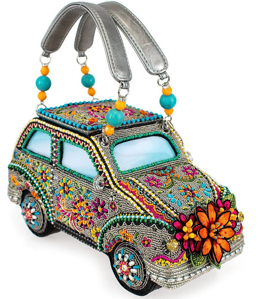 Mary Frances Sunny Drive Beaded Floral Car Novelty Top Handle Bag