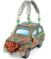 Mary Frances Sunny Drive Beaded Floral Car Novelty Top Handle Bag