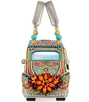 Mary Frances Sunny Drive Beaded Floral Car Novelty Top Handle Bag