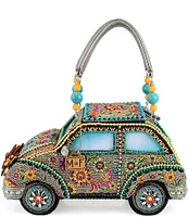 Mary Frances Sunny Drive Beaded Floral Car Novelty Top Handle Bag