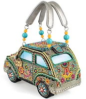 Mary Frances Sunny Drive Beaded Floral Car Novelty Top Handle Bag