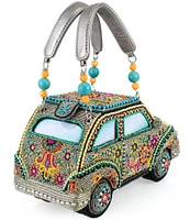 Mary Frances Sunny Drive Beaded Floral Car Novelty Top Handle Bag