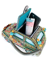 Mary Frances Sunny Drive Beaded Floral Car Novelty Top Handle Bag