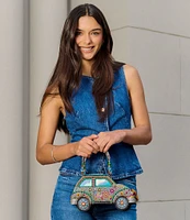 Mary Frances Sunny Drive Beaded Floral Car Novelty Top Handle Bag