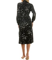 MASONgrey Della Long Banded Sleeve Tie Front Long Knit Star Print Robe