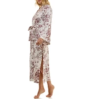 MASONgrey Long Sleeve Tie Front Knit Toile Print Long Kimono Robe