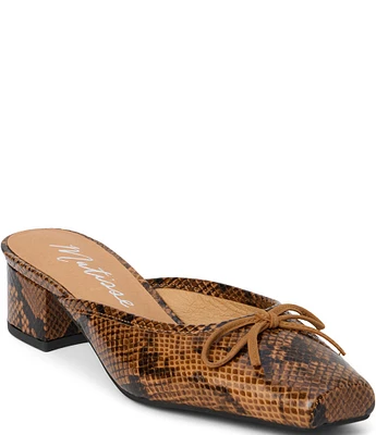 Matisse Basilio Snake Embossed Leather Bow Mules