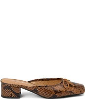 Matisse Basilio Snake Embossed Leather Bow Mules