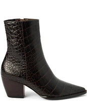 Matisse Caty Crocodile Embossed Leather Western Inspired Booties