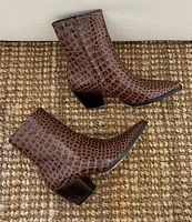 Matisse Caty Crocodile Embossed Leather Western Inspired Booties