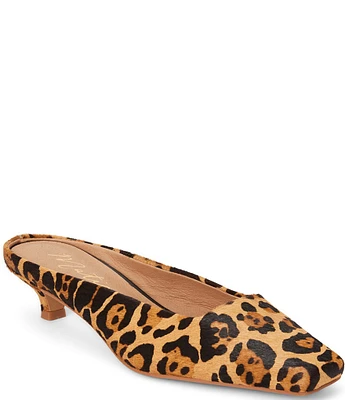 Matisse Classy Leopard Print Hair Calf Kitten Heel Mules