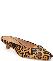 Matisse Classy Leopard Print Hair Calf Kitten Heel Mules