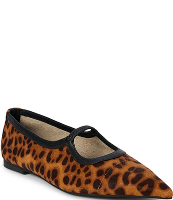 Matisse Fleur Leopard Hair Calf Pointed Toe Ballet Flats