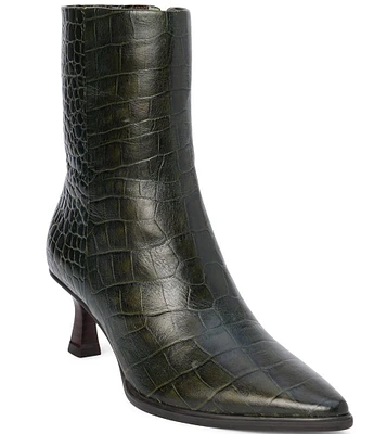 Matisse Gabbie Crocodile Embossed Leather Kitten Heel Booties