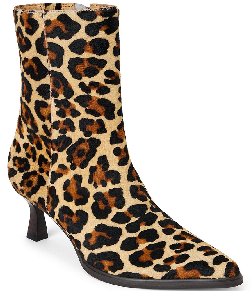 Matisse Gabbie Leopard Printed Hair Calf Kitten Heel Booties