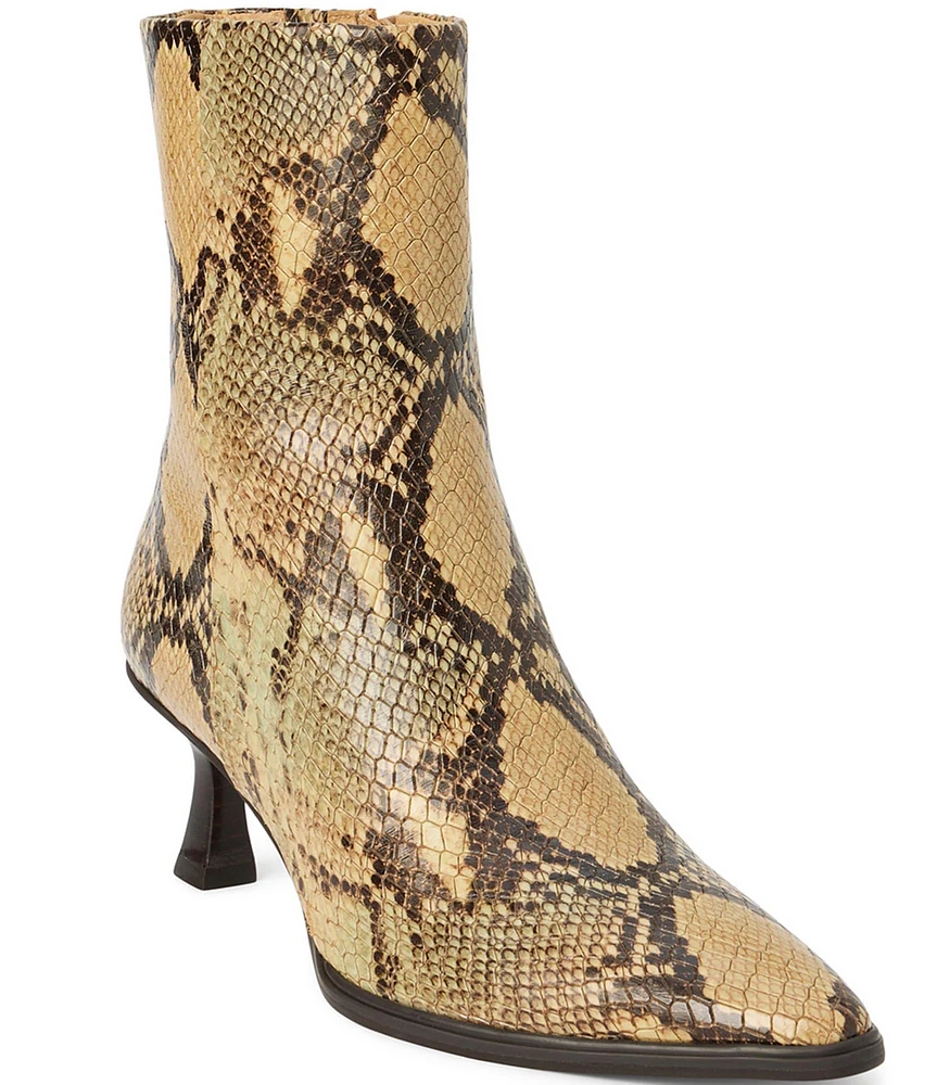 Matisse Gabbie Snake Embossed Leather Kitten Heel Booties