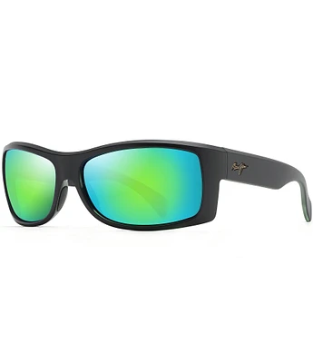 Maui Jim Equator PolarizedPlus2® Wrap 64.5mm Mirrored Sunglasses