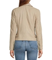 Mauritius Asymmetrical Zip Distressed Leather Notch Collar Moto Jacket