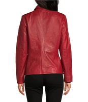 Mauritius Kelley Lambskin Leather Point Collar Zip Front Jacket