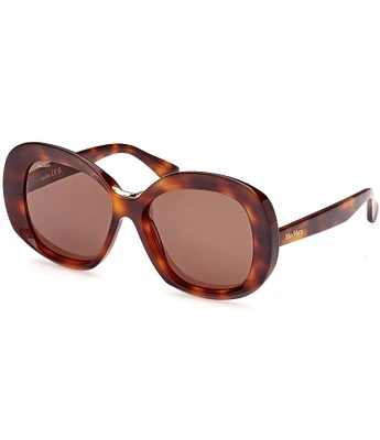 MaxMara Women's Edna 55mm Tortoise Frame Round Sunglasses