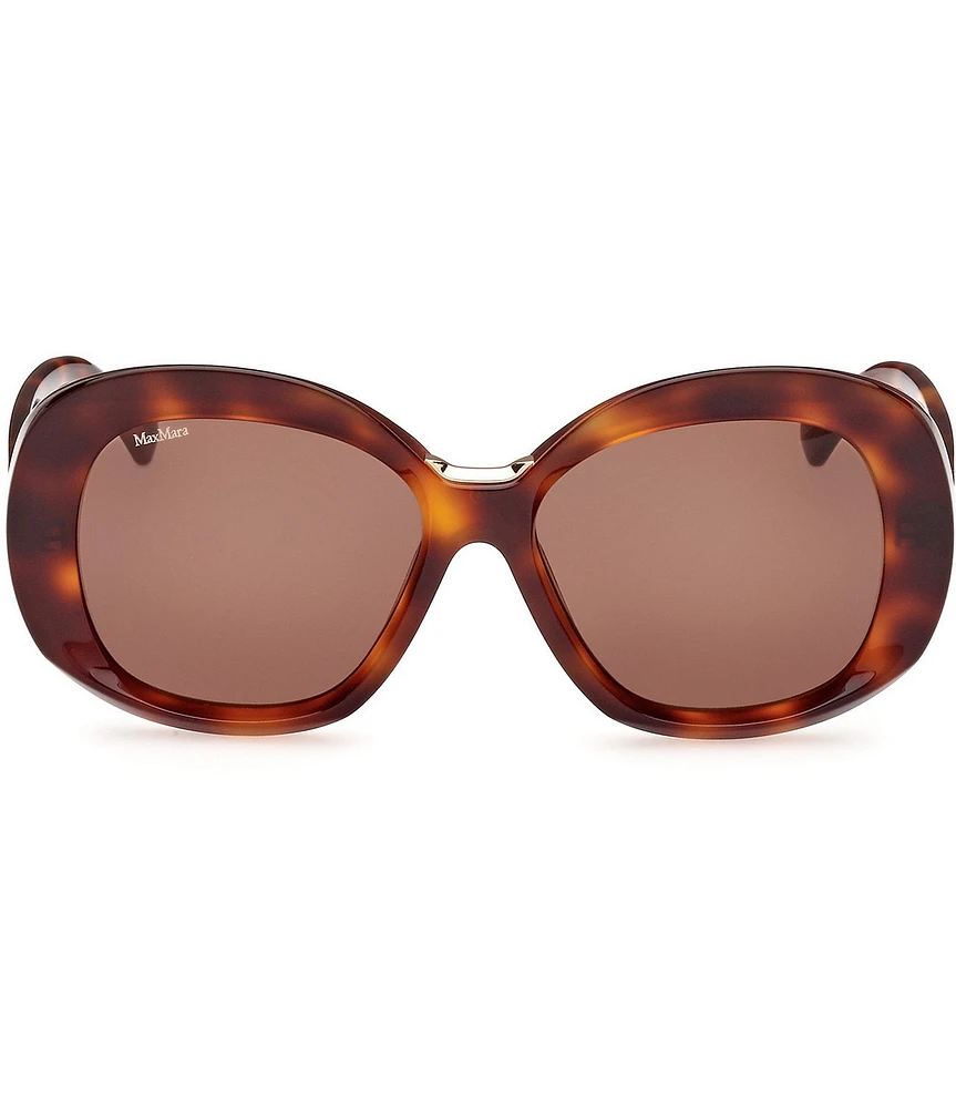 MaxMara Women's Edna 55mm Tortoise Frame Round Sunglasses