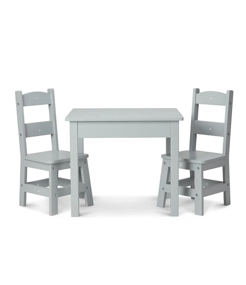 Melissa & Doug Kids Wooden Table & 2 Chairs - Gray