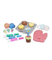 Melissa & Doug Wooden Bake & Decorate Cupcake Set