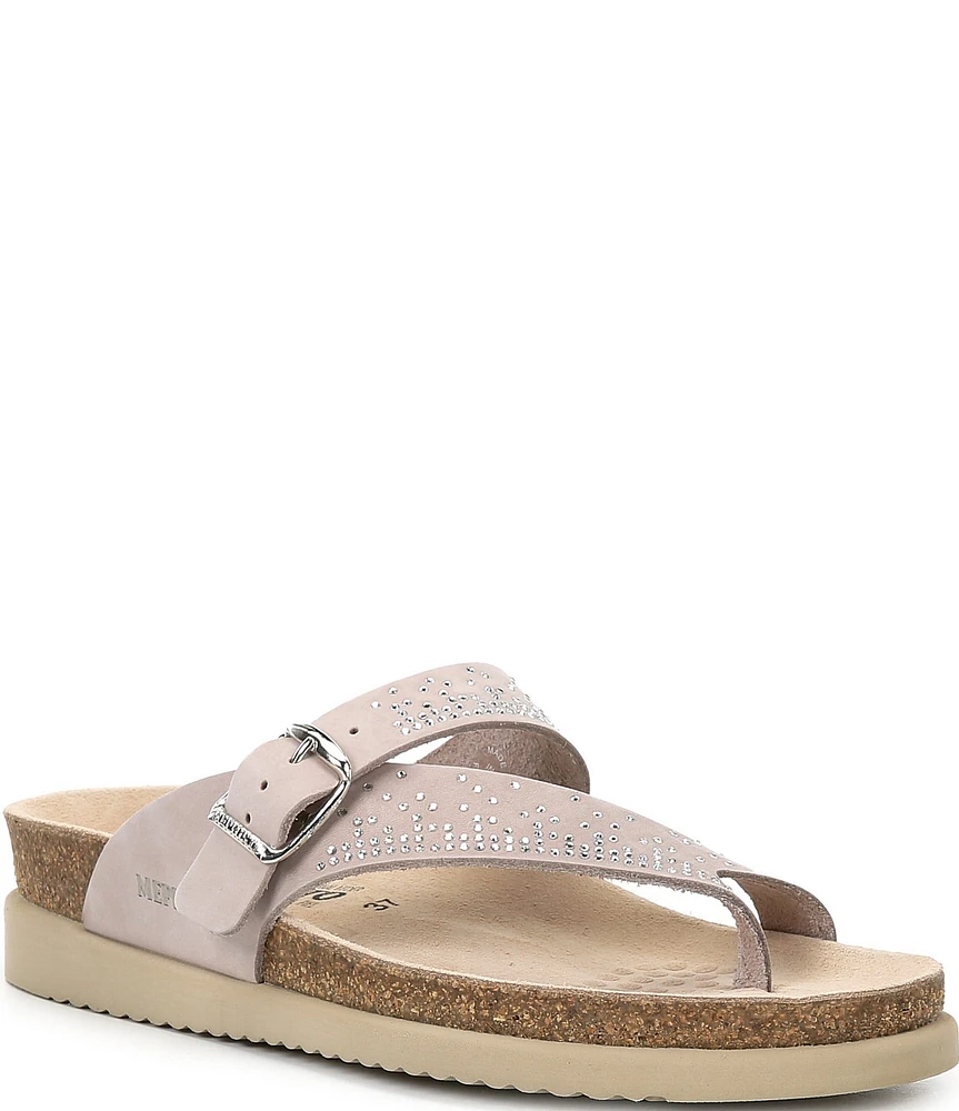 Mephisto Bling Buckle Detail Leather Casual Sandals