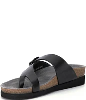 Mephisto Helen Buckle Detail Leather Casual Slide Sandals