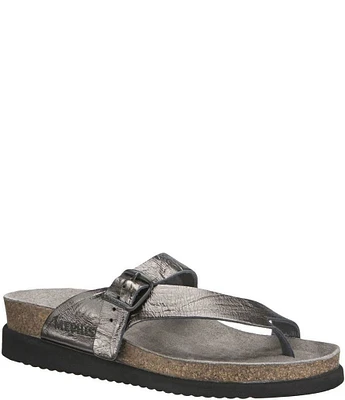 Mephisto Helen Metallic Water-Repellent Leather Slip-On Thong Sandals