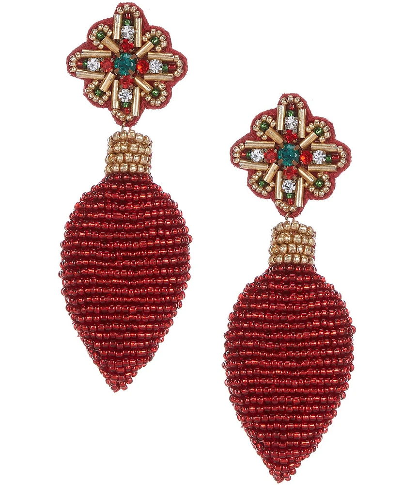 Merry & Bright Beaded Christmas Light Statement Drop Earrings