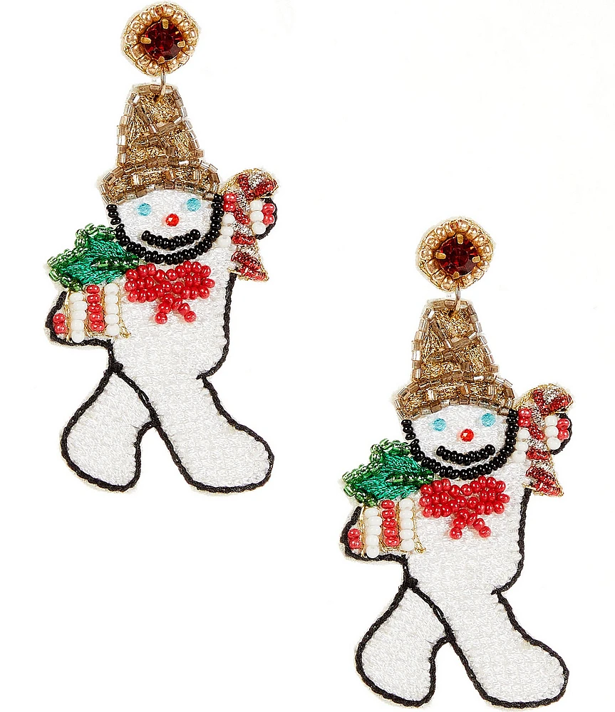 Merry & Bright Beaded Christmas Mr. Bingle Drop Earrings