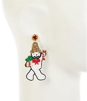 Merry & Bright Beaded Christmas Mr. Bingle Drop Earrings