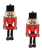 Merry & Bright Beaded Christmas Nutcracker Drop Earrings