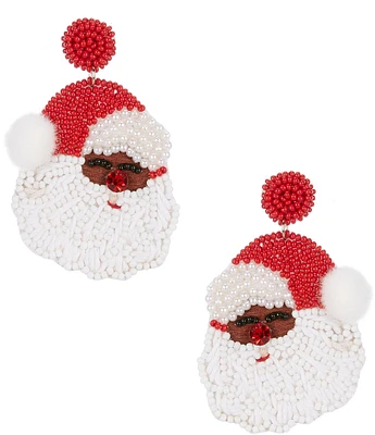 Merry & Bright Beaded Christmas Santa Statement Drop Earrings