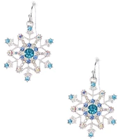 Merry & Bright Blue Crystal Christmas Snowflake Drop Earrings