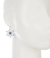 Merry & Bright Blue Crystal Christmas Snowflake Drop Earrings