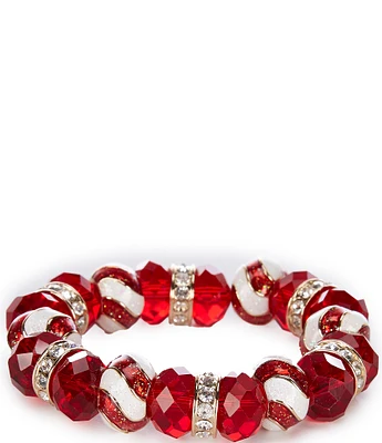 Merry & Bright Candy Cane Beaded Christmas Stretch Bracelet