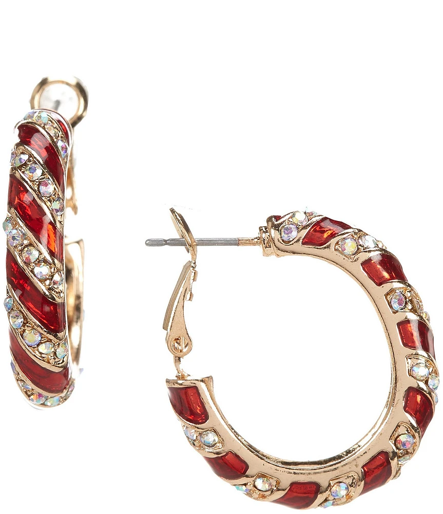 Merry & Bright Candy Cane Christmas Hoop Earrings