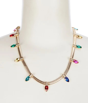 Merry & Bright Chrismas Lights Collar Necklace