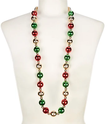 Merry & Bright Christmas Ball Long Strand Necklace