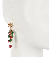 Merry & Bright Christmas Bow and Bells Drop Earrings