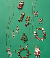 Merry & Bright Christmas Bow and Bells Drop Earrings