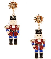 Merry & Bright Christmas Bow and Nutcracker Drop Earrings