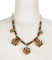 Merry & Bright Christmas Bow Collar Necklace